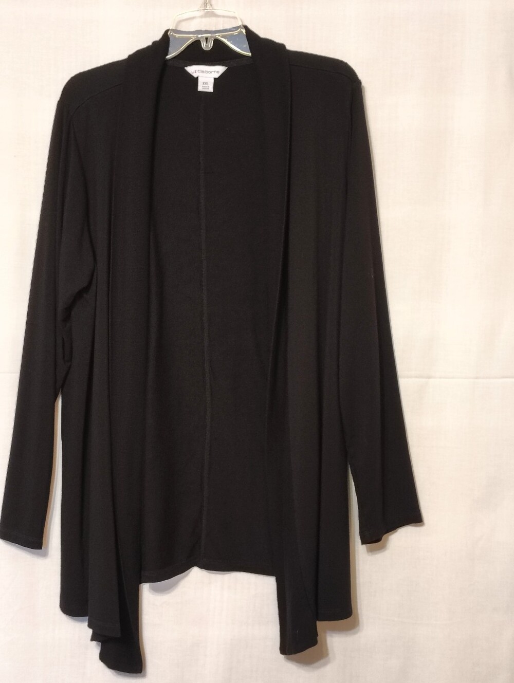 Liz Claborne XXL Black Open-Front Draped Cardigan